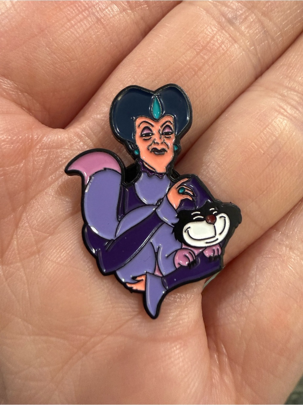 Purple Disney Cinderella Villain Stepmother & Cat Lucifer Enamel Pin